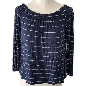 HOLLISTER Off-shoulder Long Sleeve Striped Blouse Top